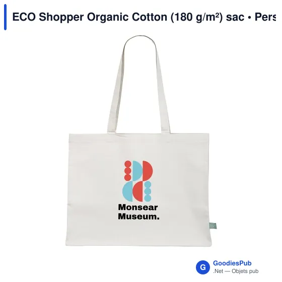 Sac shopping personnalisable ECO Shopper en coton biologique - logo - Image 2