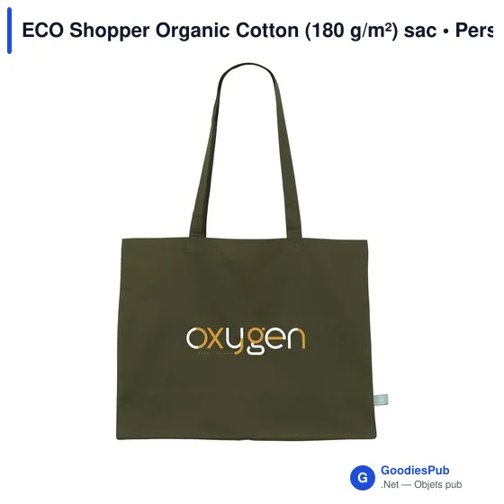 Sac shopping personnalisable ECO Shopper en coton biologique - logo - Image 11