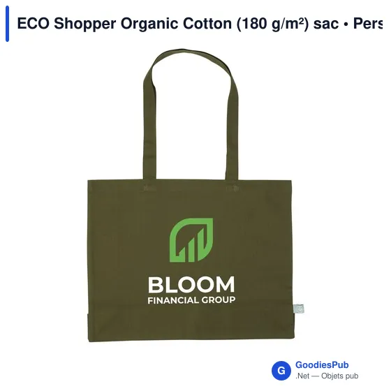 Sac shopping personnalisable ECO Shopper en coton biologique - logo - Image 12