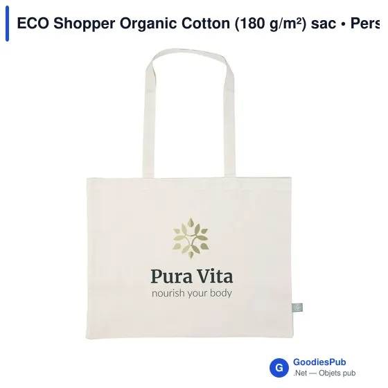 Sac shopping personnalisable ECO Shopper en coton biologique - logo - Image 3