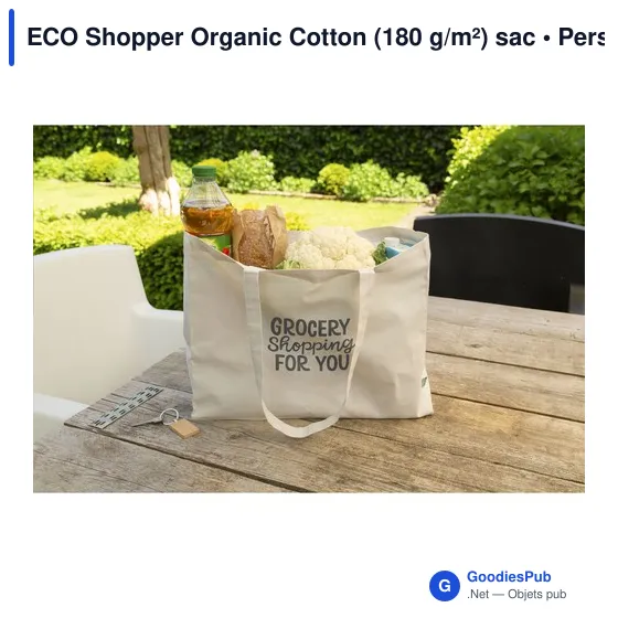 Sac shopping personnalisable ECO Shopper en coton biologique - logo - Image 5