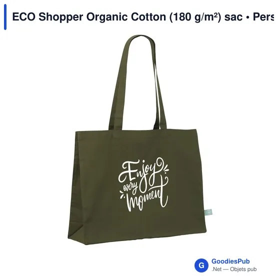 Sac shopping personnalisable ECO Shopper en coton biologique - logo - Image 10