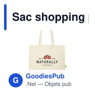 Sac shopping personnalisable en coton biologique avec logo - Miniature 1