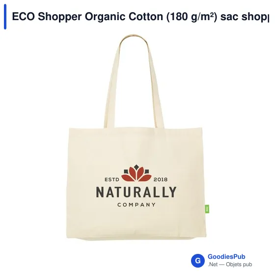 Sac shopping personnalisable en coton biologique avec logo - Image 1