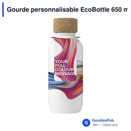 Gourde personnalisable EcoBottle 650 ml avec logo - d'origine végétale