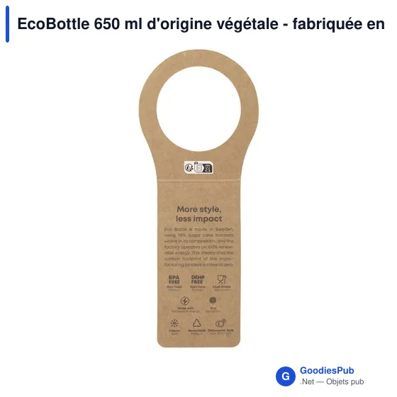 Gourde personnalisable EcoBottle 650 ml avec logo - d'origine végétale - Image 12
