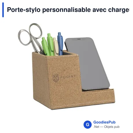 Porte-stylo personnalisable avec chargeur sans fil Ecorkavec logo
