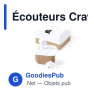 Écouteurs Crawly personnalisables avec logo pour entreprises - Miniature 1