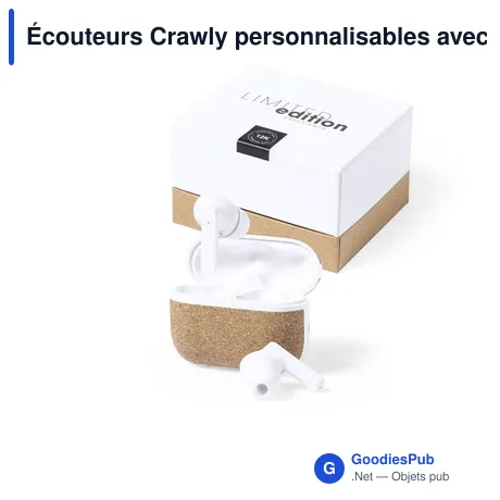 Écouteurs Crawly personnalisables avec logo pour entreprises