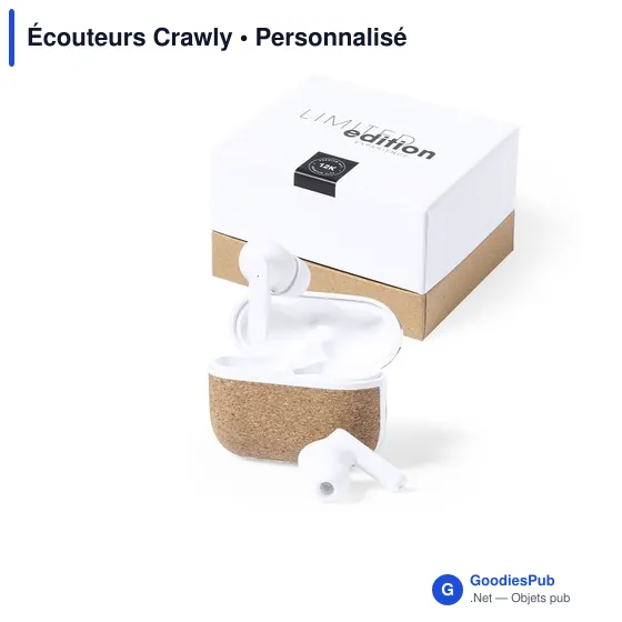Écouteurs Crawly personnalisables avec logo pour entreprises - Image 1