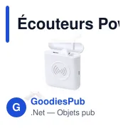 Écouteurs Bluetooth personnalisables avec Power Bank Molikavec logo - Miniature 1