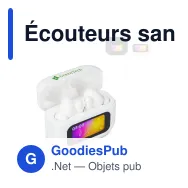 Écouteurs sans fil personnalisables ANC à écran tactile LCD avec logo - LCD - Miniature 1
