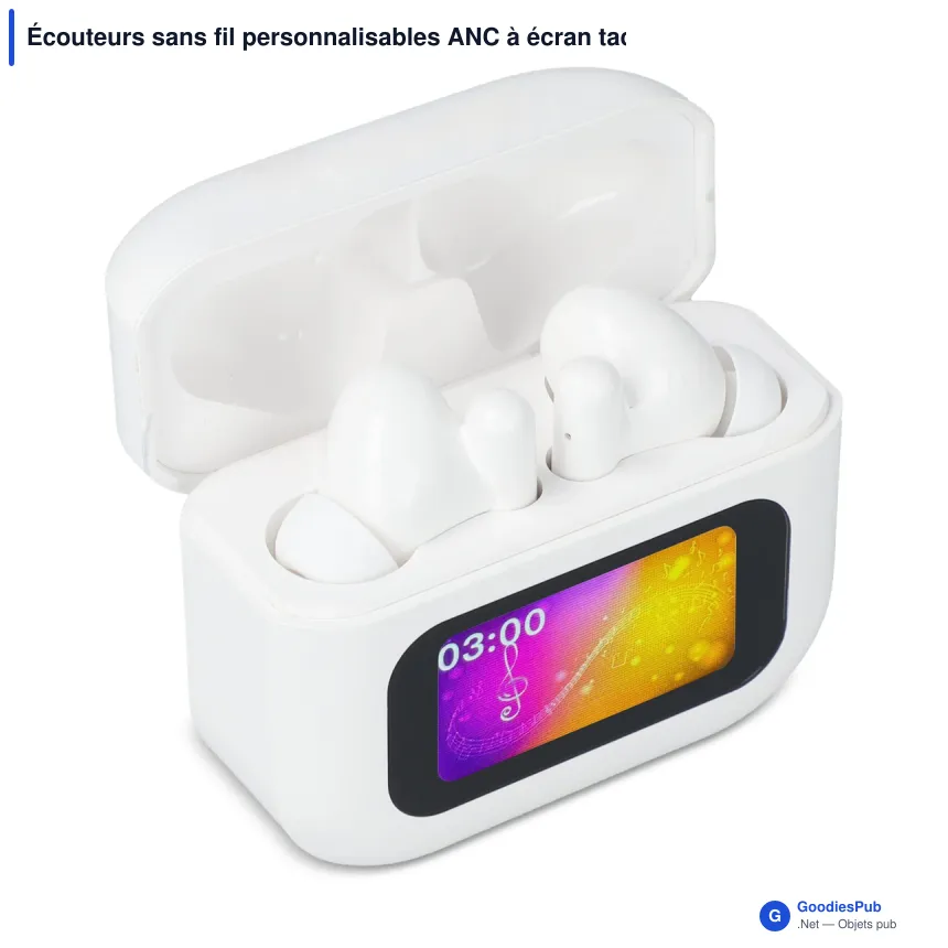 Écouteurs sans fil personnalisables ANC à écran tactile LCD avec logo - LCD - Image 3