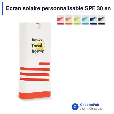 Écran solaire personnalisable SPF 30 en flacon de 20 ml avec logo - Spring