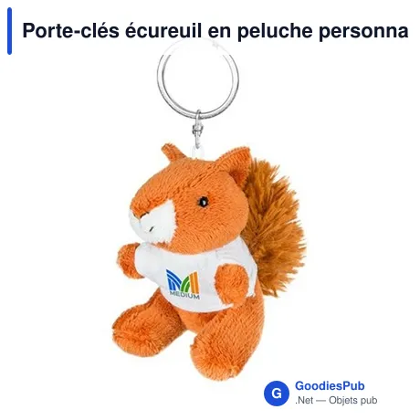 Porte-clés écureuil en peluche personnalisable avec logo | Ginny