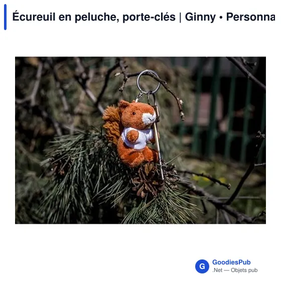 Porte-clés écureuil en peluche personnalisable avec logo | Ginny - Image 2