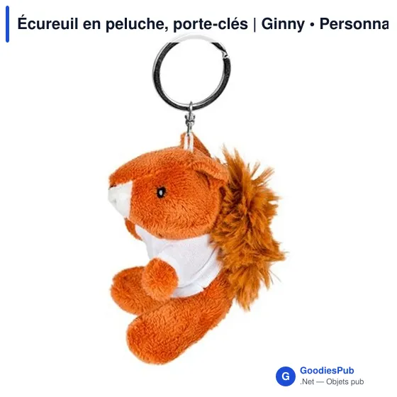 Porte-clés écureuil en peluche personnalisable avec logo | Ginny - Image 11