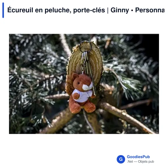 Porte-clés écureuil en peluche personnalisable avec logo | Ginny - Image 3