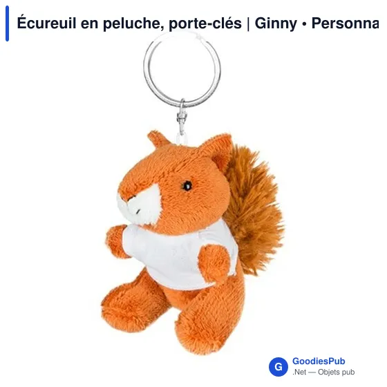 Porte-clés écureuil en peluche personnalisable avec logo | Ginny - Image 6