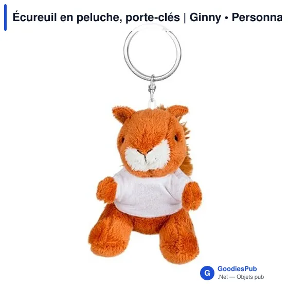 Porte-clés écureuil en peluche personnalisable avec logo | Ginny - Image 7