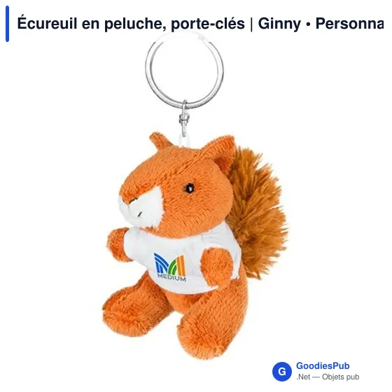 Porte-clés écureuil en peluche personnalisable avec logo | Ginny - Image 10