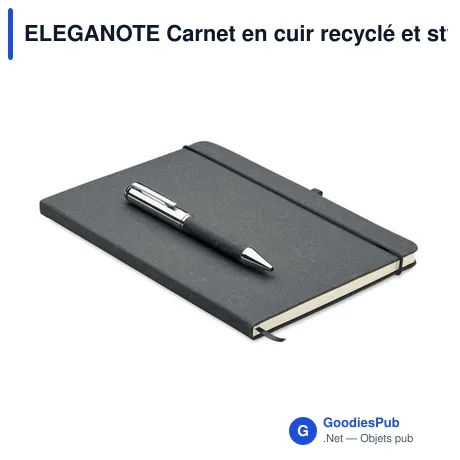 ELEGANOTE Carnet en cuir recyclé et stylo