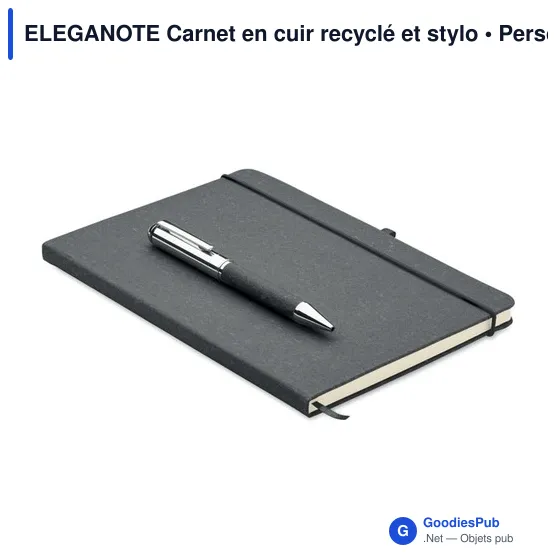 ELEGANOTE Carnet en cuir recyclé et stylo - Image 1