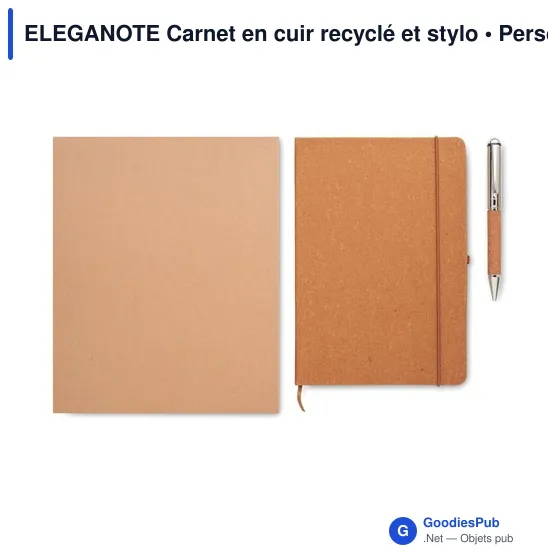 ELEGANOTE Carnet en cuir recyclé et stylo - Image 12