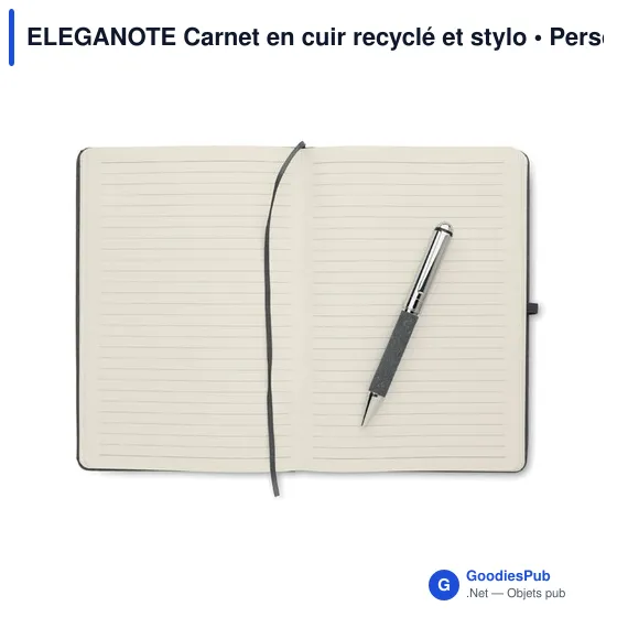 ELEGANOTE Carnet en cuir recyclé et stylo - Image 3
