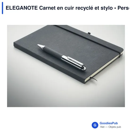 ELEGANOTE Carnet en cuir recyclé et stylo - Image 4