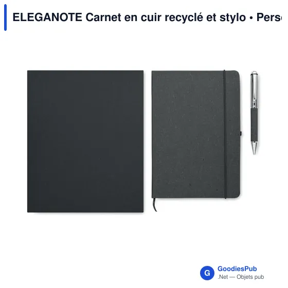 ELEGANOTE Carnet en cuir recyclé et stylo - Image 5