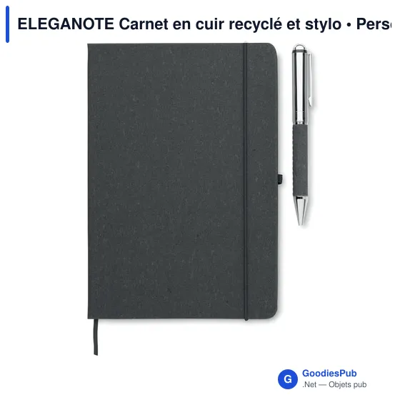 ELEGANOTE Carnet en cuir recyclé et stylo - Image 6
