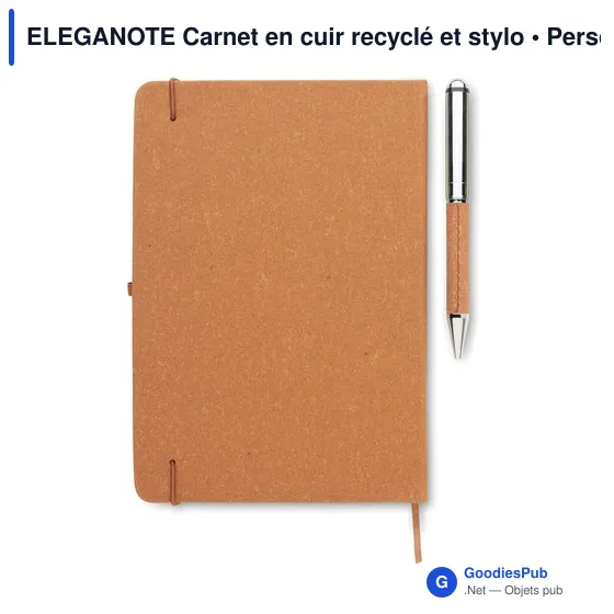 ELEGANOTE Carnet en cuir recyclé et stylo - Image 8