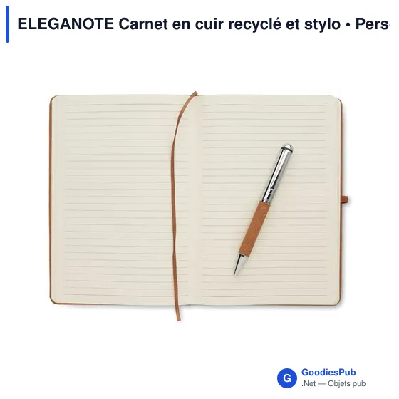 ELEGANOTE Carnet en cuir recyclé et stylo - Image 9