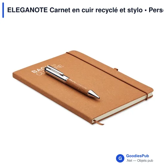 ELEGANOTE Carnet en cuir recyclé et stylo - Image 10