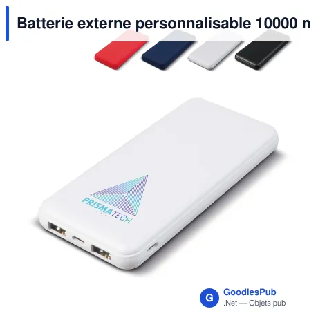 Batterie externe personnalisable 10000 mAh en ABS avec logo - Elite