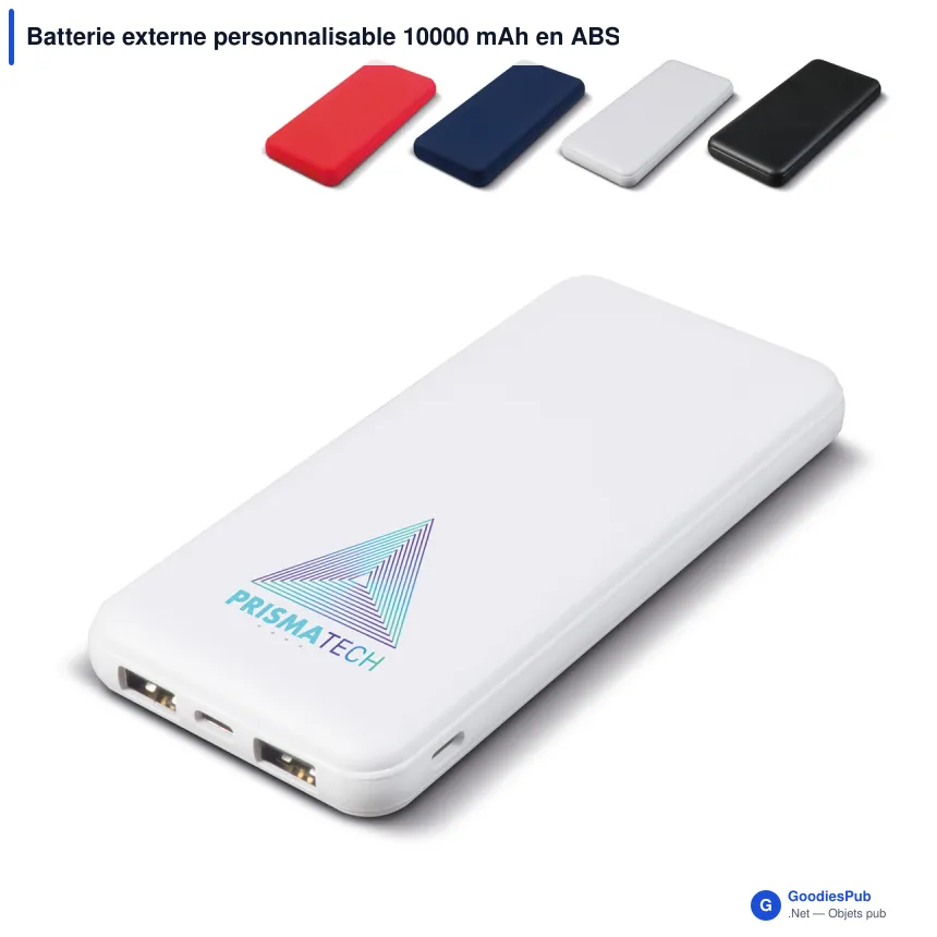 Batterie externe personnalisable 10000 mAh en ABS avec logo - Elite - Image 1