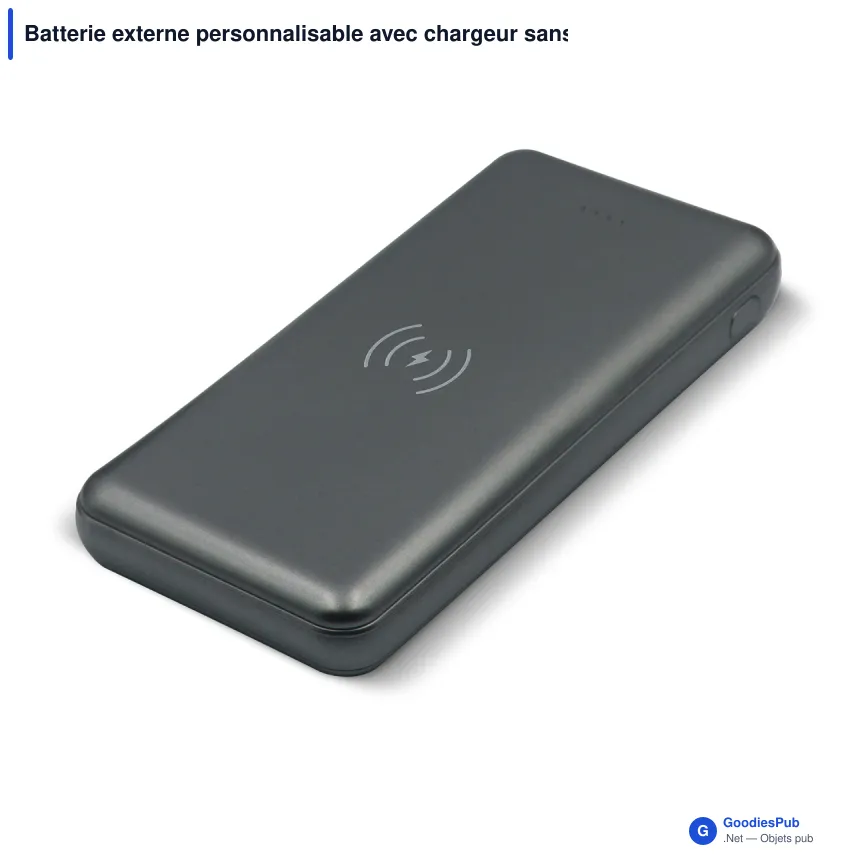 Batterie externe personnalisable avec chargeur sans fil 8000 mAh et logo - Elite - Image 2
