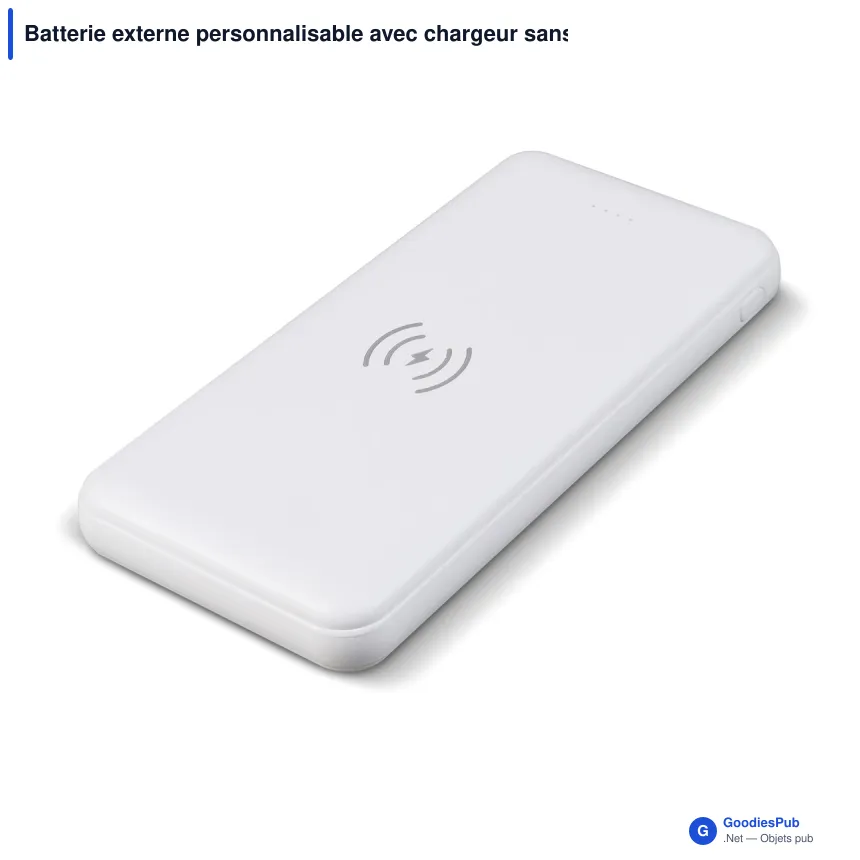 Batterie externe personnalisable avec chargeur sans fil 8000 mAh et logo - Elite - Image 3