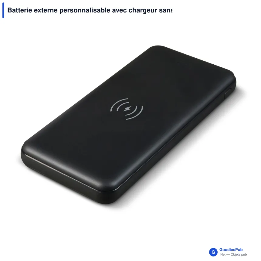 Batterie externe personnalisable avec chargeur sans fil 8000 mAh et logo - Elite - Image 4