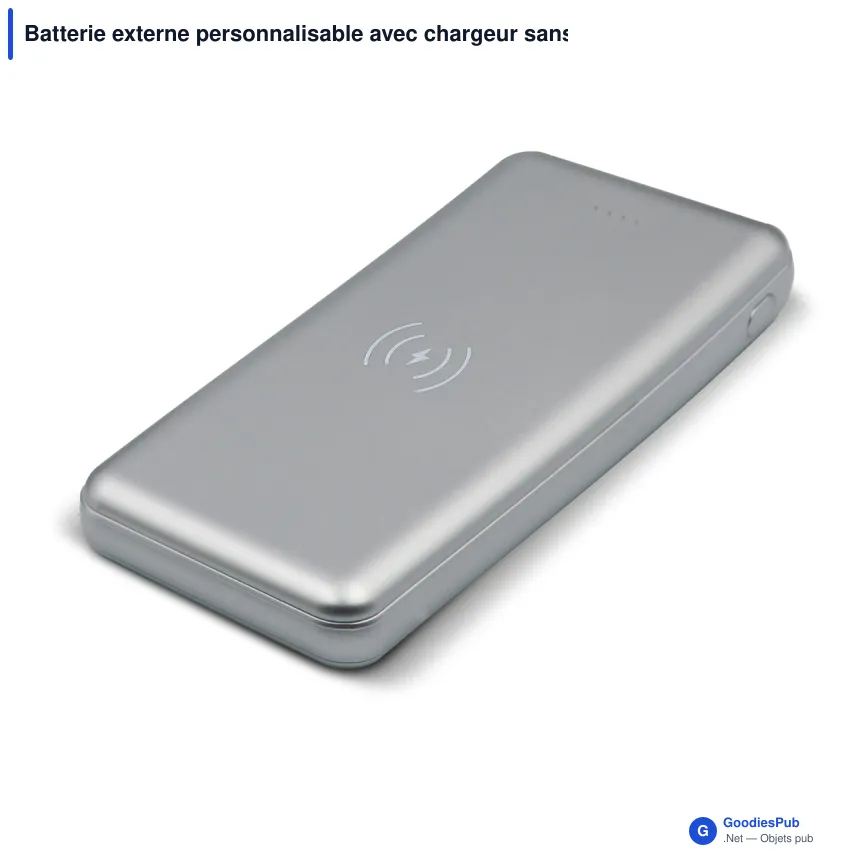 Batterie externe personnalisable avec chargeur sans fil 8000 mAh et logo - Elite - Image 5