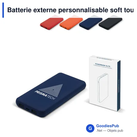 Batterie externe personnalisable soft touch 8000 mAh avec logo - Elite