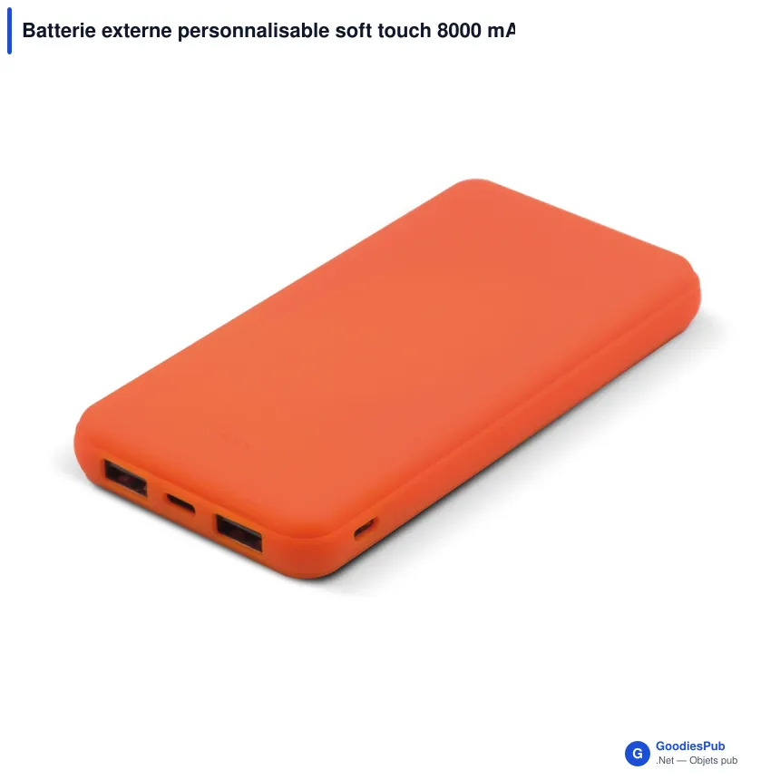 Batterie externe personnalisable soft touch 8000 mAh avec logo - Elite - Image 2