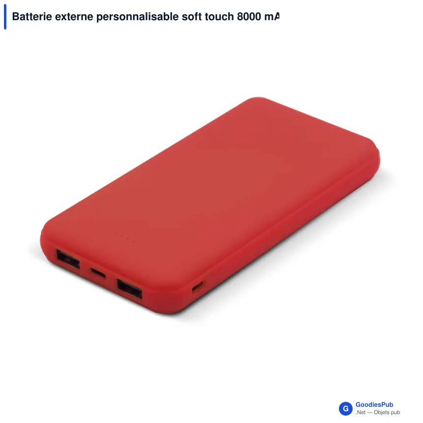 Batterie externe personnalisable soft touch 8000 mAh avec logo - Elite - Image 3