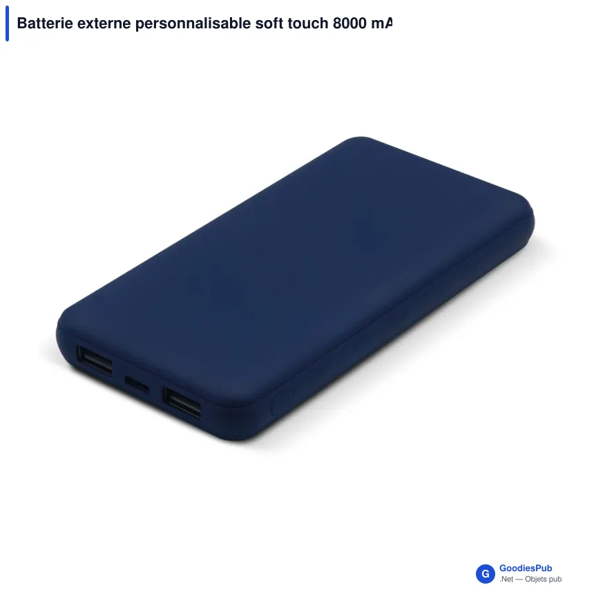 Batterie externe personnalisable soft touch 8000 mAh avec logo - Elite - Image 4