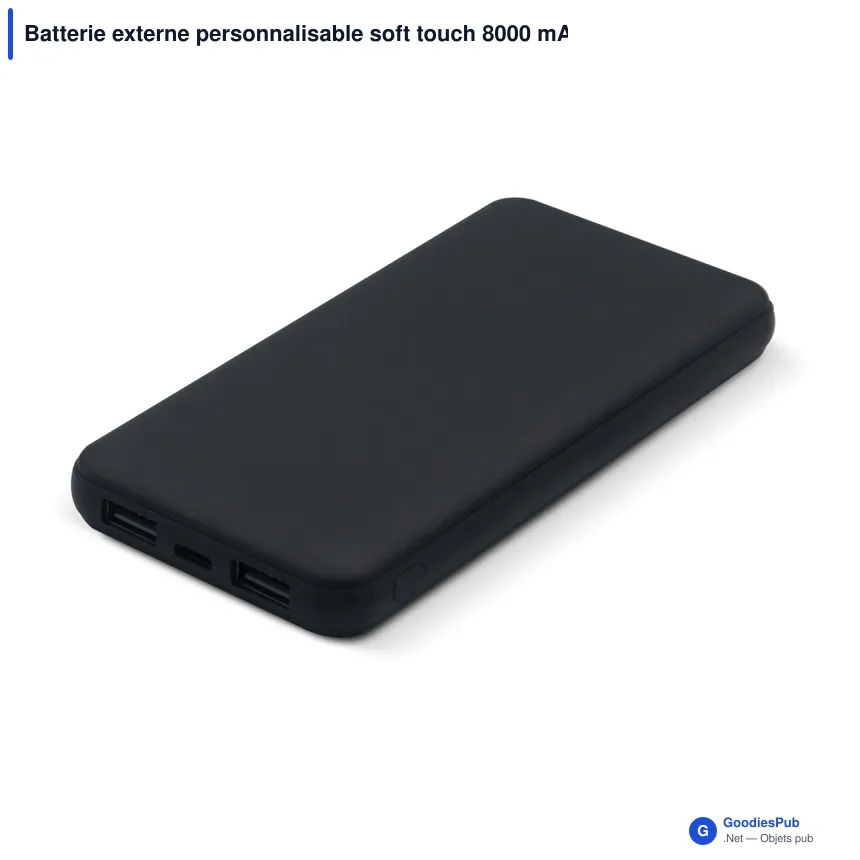 Batterie externe personnalisable soft touch 8000 mAh avec logo - Elite - Image 5