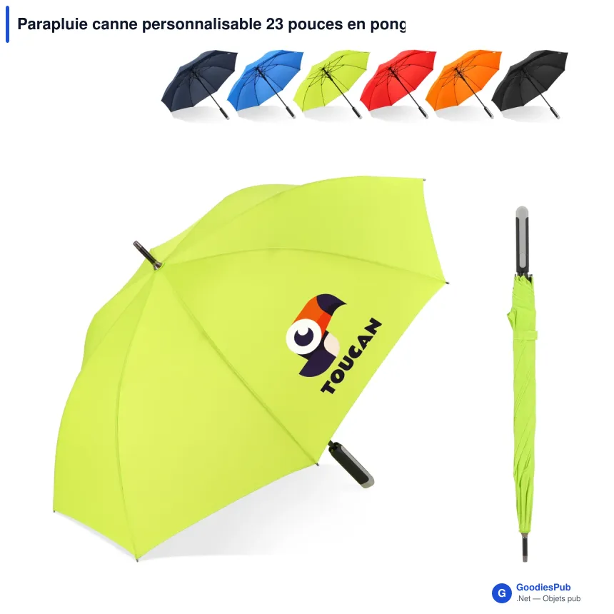 Parapluie canne personnalisable 23 pouces en pongée 190T avec logo - Emerantia - Image 1