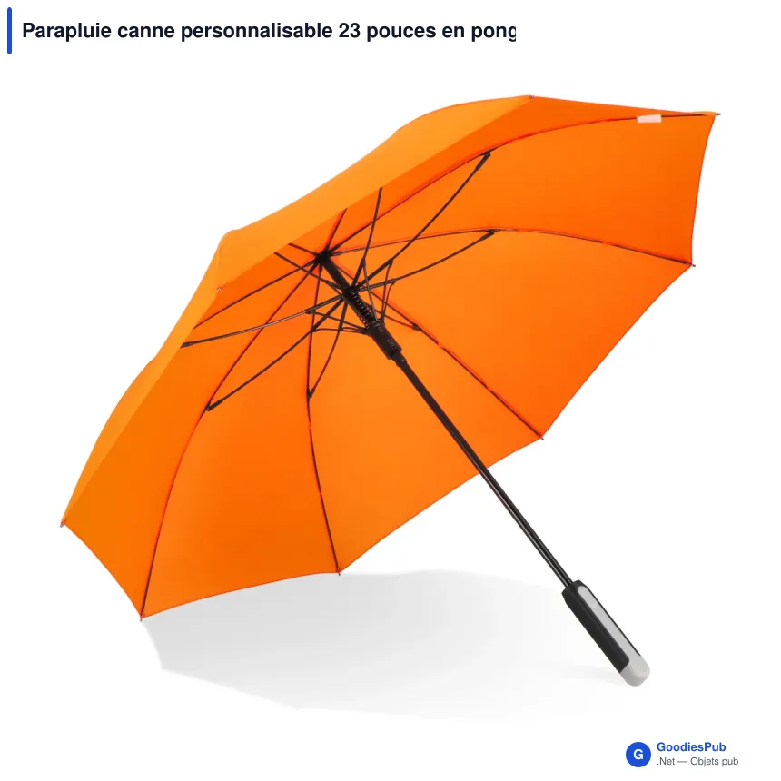 Parapluie canne personnalisable 23 pouces en pongée 190T avec logo - Emerantia - Image 2