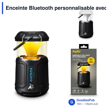 Enceinte Bluetooth personnalisable avec éclairage et logo - Aqiila Soundbird B10