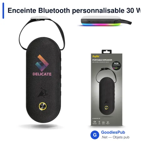Enceinte Bluetooth personnalisable 30 W à éclairage RGB avec logo - Aqiila Soundbird CM